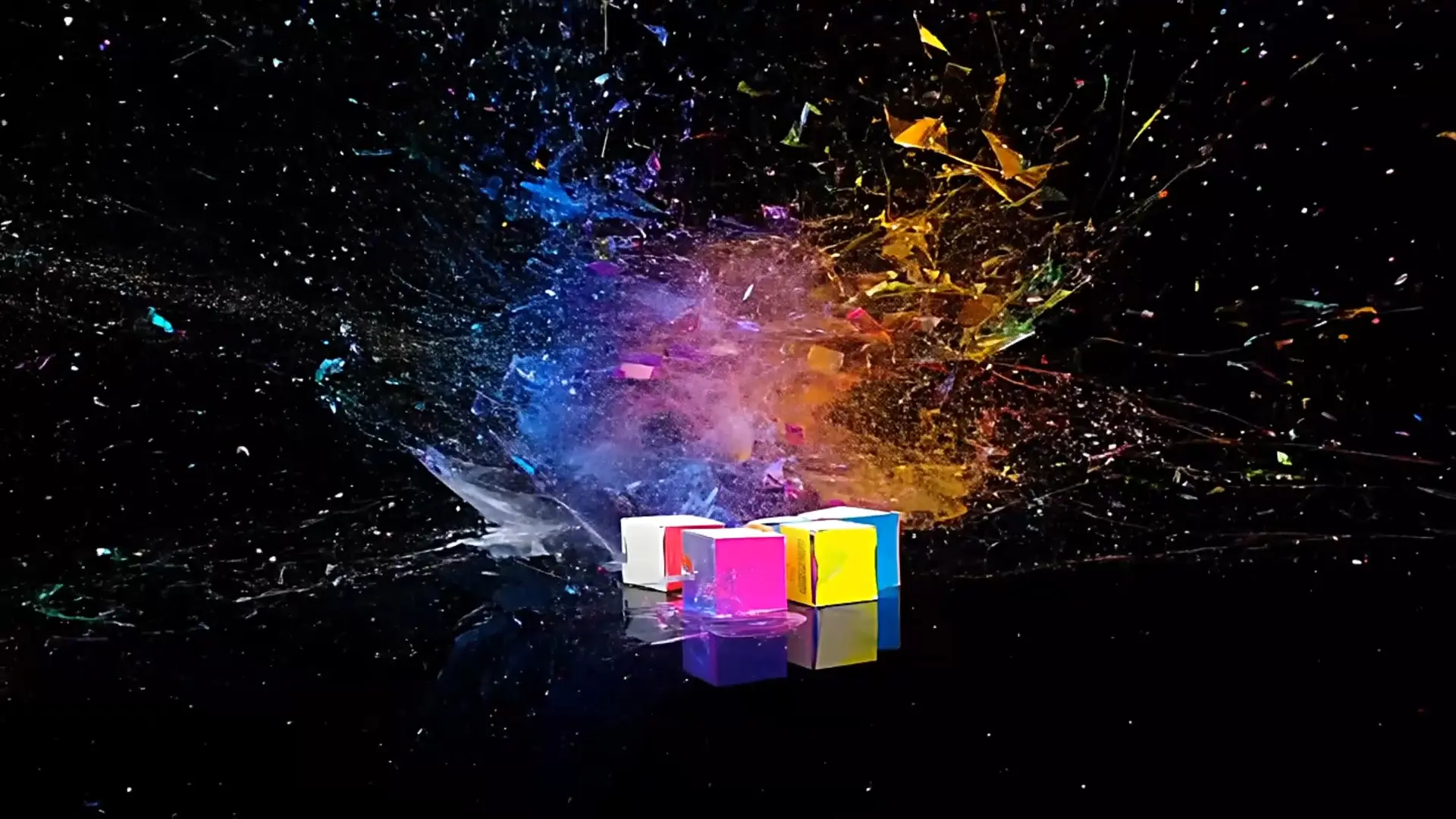 Explosive Colorful Cubes Background for Creative Logo Reveals